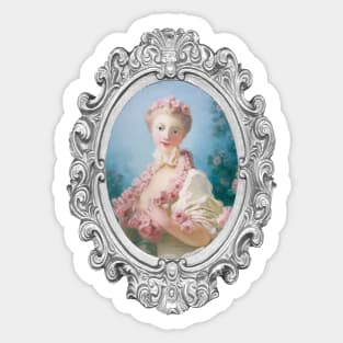 18th century French lady portrait silver Sticker